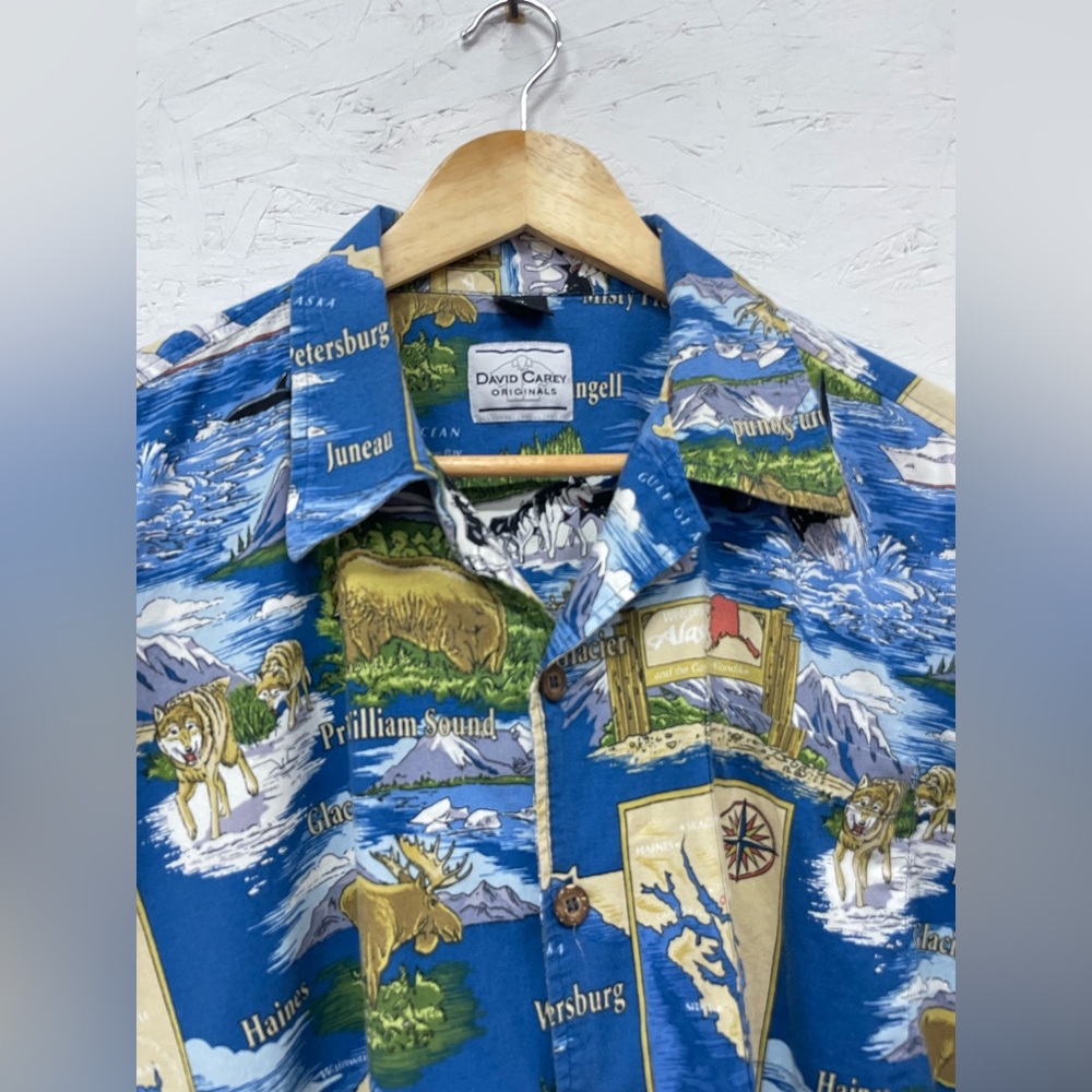 Vintage Alaska AOP David Carey Originals Hawaiian Shirt, Size XL